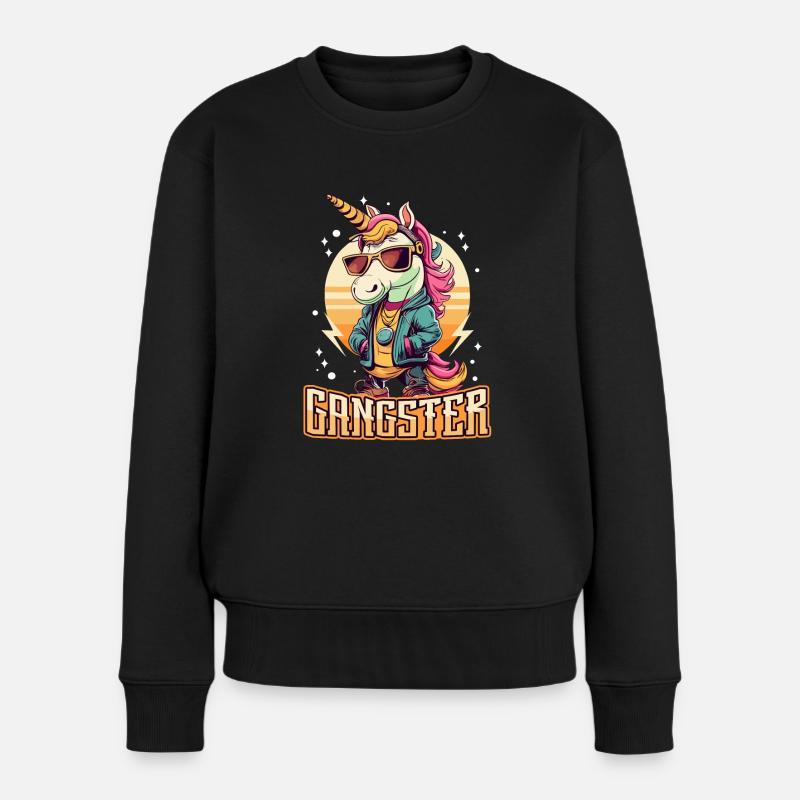 Gangsta Unicorn - Frauen Premium Bio Pullover - Schwarz