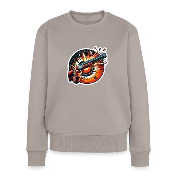 Tontaubenschießen Tontaubenschießen Schießen - Frauen Premium Bio Pullover - Taupe - Vorne - Julia (174cm)