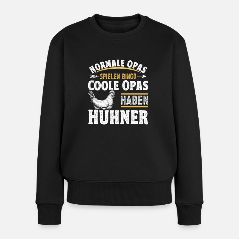 Hühnerbauer Huhn Coole Opas Haben Hühner - Frauen Premium Bio Pullover - Schwarz