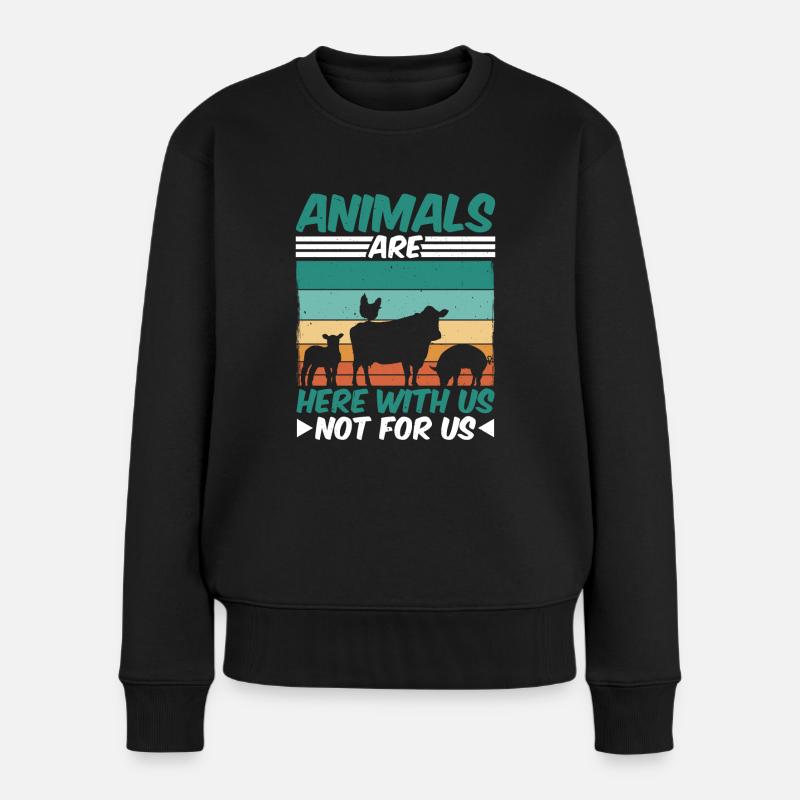 Les animaux sont ici avec nous, pas pour nous - Pull Premium bio Femme - noir