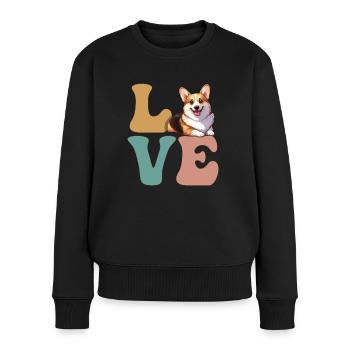 Pembroke Welsh Corgi amoureux des chiens - Pull Premium bio Femme - noir - Devant - Julia (174cm)
