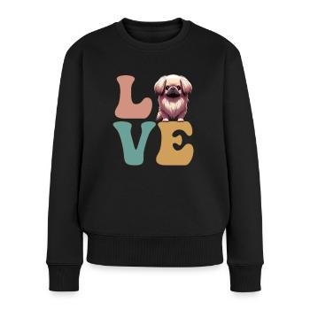Pekinese Hundeliebhaber - Frauen Premium Bio Pullover - Schwarz - Vorne - Julia (174cm)