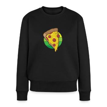 Salami Pizza italienisch und Käse - Frauen Premium Bio Pullover - Schwarz - Vorne - Julia (174cm)