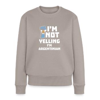 Lustiger argentinischer Spruch drucken - Frauen Premium Bio Pullover - Taupe - Vorne - Julia (174cm)