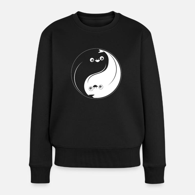 Sacabambaspis Fisch Meme Yin Yang - Frauen Premium Bio Pullover - Schwarz