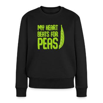 Pea Peas Vegan Vegetarian - Frauen Premium Bio Pullover - Schwarz - Vorne - Julia (174cm)