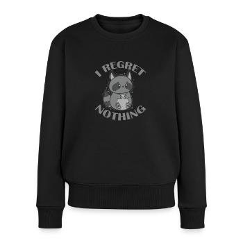 I regret nothing nachtaktiver Waschbär - Frauen Premium Bio Pullover - Schwarz - Vorne - Julia (174cm)