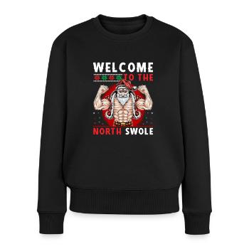 Père Noël Liftmas Bodybuilding Noël Gym - Pull Premium bio Femme - noir - Devant - Julia (174cm)