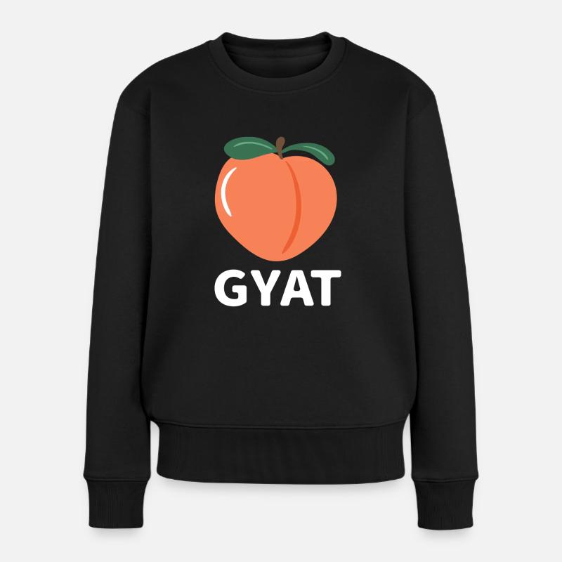 Pfirsich Meme Emoji - Frauen Premium Bio Pullover - Schwarz