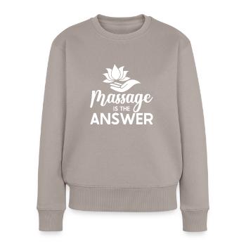Massothérapeute Thérapie Masseuse Appréciation - Pull Premium bio Femme - taupe - Devant - Julia (174cm)