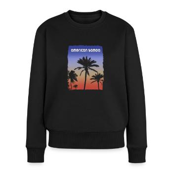 Samoa américaines coucher de soleil vacances Souvenir palmier - Pull Premium bio Femme - noir - Devant - Julia (174cm)