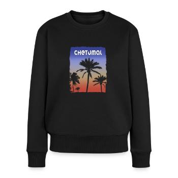 Chetumal Mexique coucher de soleil vacances Souvenir palmier - Pull Premium bio Femme - noir - Devant - Julia (174cm)