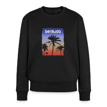 Bermuda Sonnenuntergang Urlaub Souvenir Palme - Frauen Premium Bio Pullover - Schwarz - Vorne - Julia (174cm)