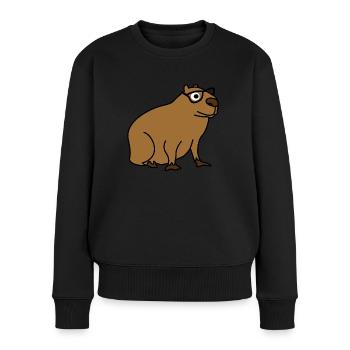Capybara avec lunettes Nerd Capybaras - Pull Premium bio Femme - noir - Devant - Julia (174cm)