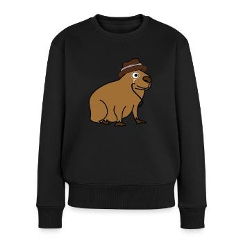 Capybara avec Cap Capybaras - Pull Premium bio Femme - noir - Devant - Julia (174cm)