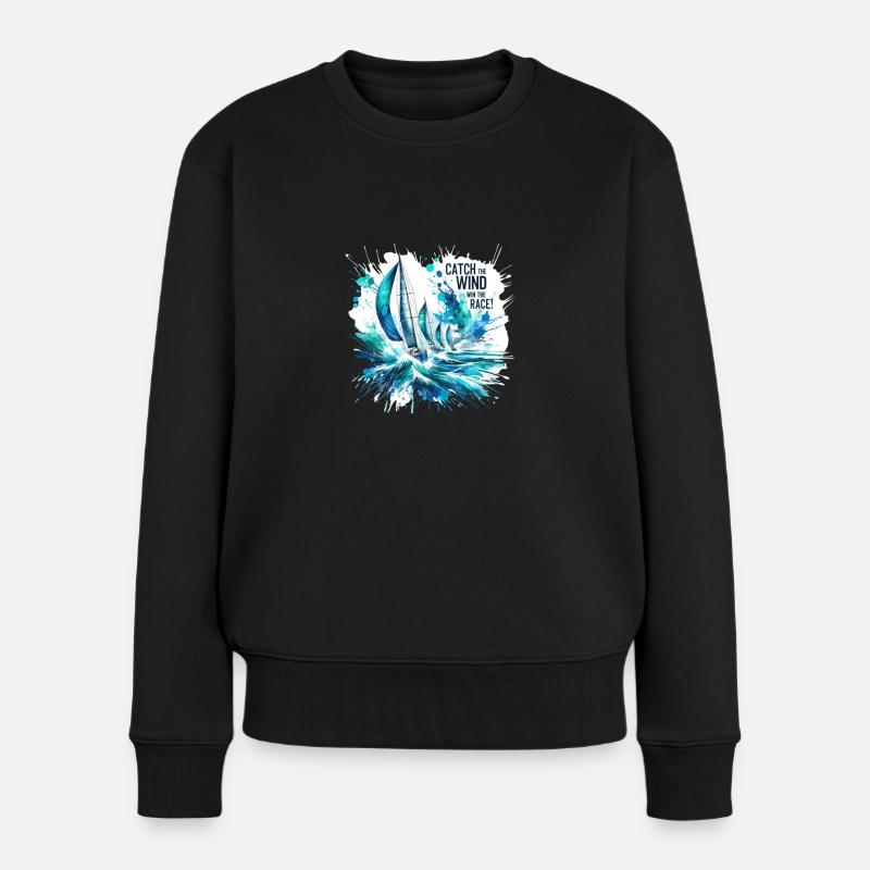 Segelschiff Regatta Meer - Frauen Premium Bio Pullover - Schwarz