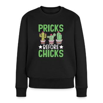 Lustiger Sukkulenten-Kaktus - Frauen Premium Bio Pullover - Schwarz - Vorne - Julia (174cm)
