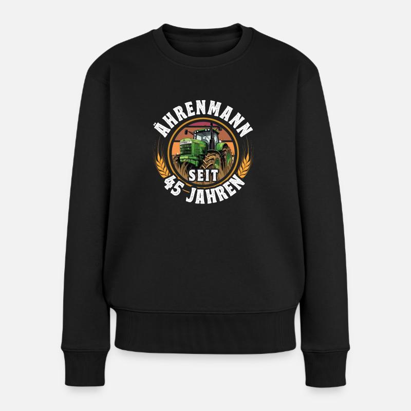 Ährenmann Traktor 45 Geburtstag - Frauen Premium Bio Pullover - Schwarz