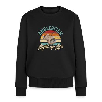 Poisson-grenouille Pêcheur en haute mer Pêcheur à la ligne - Pull Premium bio Femme - noir - Devant - Julia (174cm)