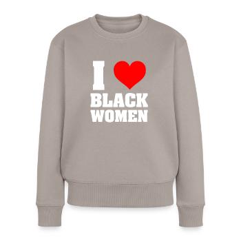 J’aime les femmes noires Black is Beautiful Black Pride - Pull Premium bio Femme - taupe - Devant - Julia (174cm)