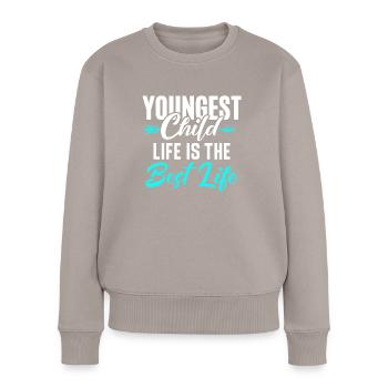 Cadeau enfant le plus jeune - Pull Premium bio Femme - taupe - Devant - Julia (174cm)