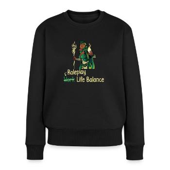Roleplay Work Life Balance – Rpg Fantasy Geek - Frauen Premium Bio Pullover - Schwarz - Vorne - Julia (174cm)