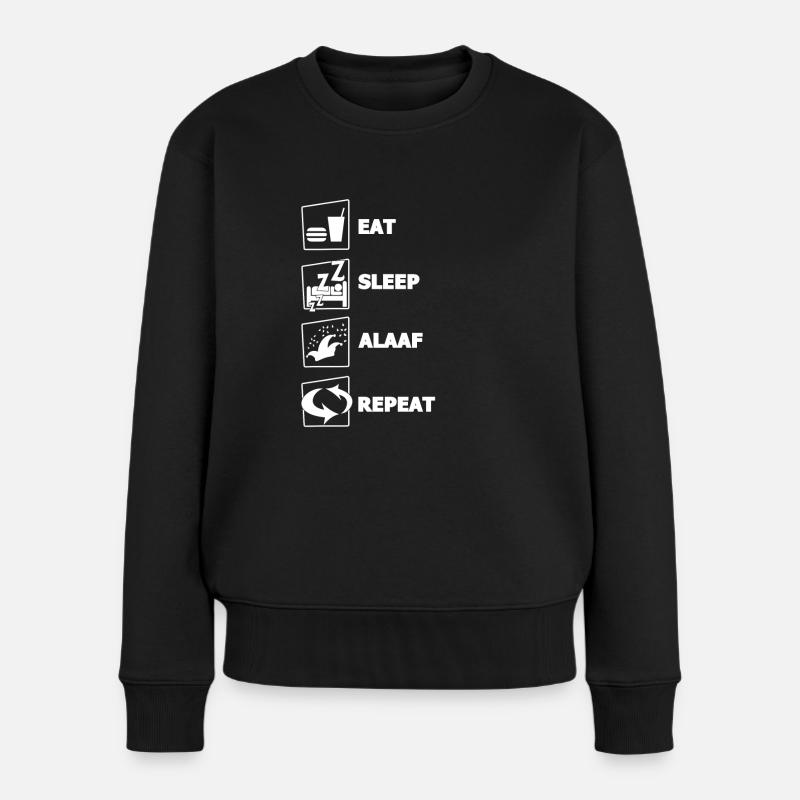 Lustig Eat Sleep Alaaf Repeat witzig Karneval Köln - Frauen Premium Bio Pullover - Schwarz