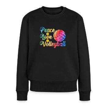 Tie Dye Volleyball Volleyballliebhaber - Frauen Premium Bio Pullover - Schwarz - Vorne - Julia (174cm)