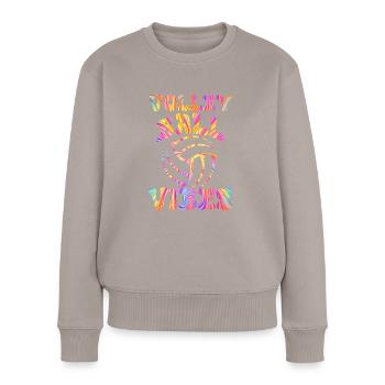 Tie Dye Volleyball Volleyballliebhaber - Frauen Premium Bio Pullover - Taupe - Vorne - Julia (174cm)