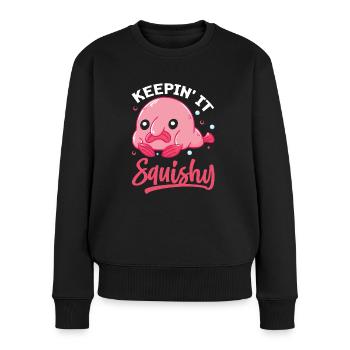 Lustiger Blobfisch Meerestier - Frauen Premium Bio Pullover - Schwarz - Vorne - Julia (174cm)
