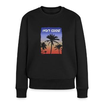 Côte d’Ivoire Afrique coucher de soleil vacances Souvenir Palm - Pull Premium bio Femme - noir - Devant - Julia (174cm)
