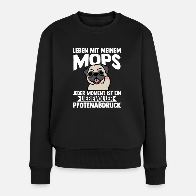 Hund Mops - Frauen Premium Bio Pullover - Schwarz