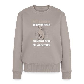 Hund Weimaraner - Frauen Premium Bio Pullover - Taupe - Vorne - Julia (174cm)