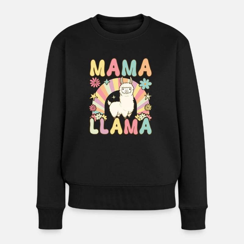Groovy Alpaka Mama - Frauen Premium Bio Pullover - Schwarz