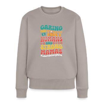 Infirmière Bébé Maternité Infirmière - Pull Premium bio Femme - taupe - Devant - Julia (174cm)