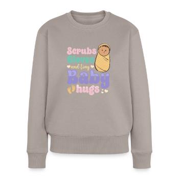 Infirmière Bébé Maternité Infirmière - Pull Premium bio Femme - taupe - Devant - Julia (174cm)
