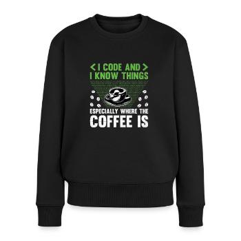 Café Codage Programmeur Codeur Développeur Nerd Coff - Pull Premium bio Femme - noir - Devant - Julia (174cm)