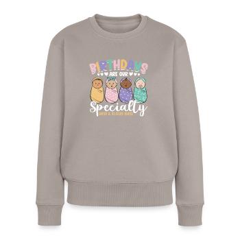 Infirmière Bébé Maternité Infirmière - Pull Premium bio Femme - taupe - Devant - Julia (174cm)