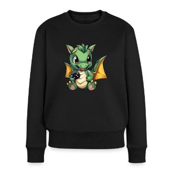 Netter Dragon Gamer Gaming Dragon Liebhaber - Frauen Premium Bio Pullover - Schwarz - Vorne - Julia (174cm)