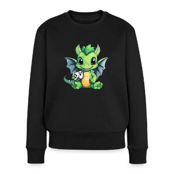 Netter Dragon Gamer Gaming Dragon Liebhaber - Frauen Premium Bio Pullover - Schwarz - Vorne - Julia (174cm)