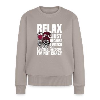 True Crime - Frauen Premium Bio Pullover - Taupe - Vorne - Julia (174cm)