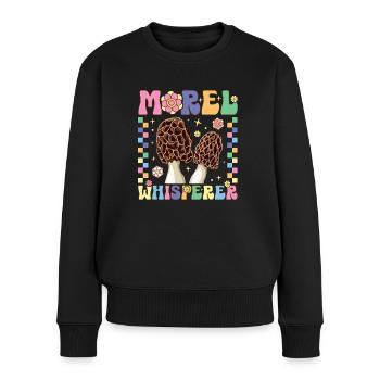 Groovy Mykologe auf Pilzsuche - Frauen Premium Bio Pullover - Schwarz - Vorne - Julia (174cm)