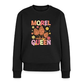 Groovy Mykologe auf Pilzsuche - Frauen Premium Bio Pullover - Schwarz - Vorne - Julia (174cm)