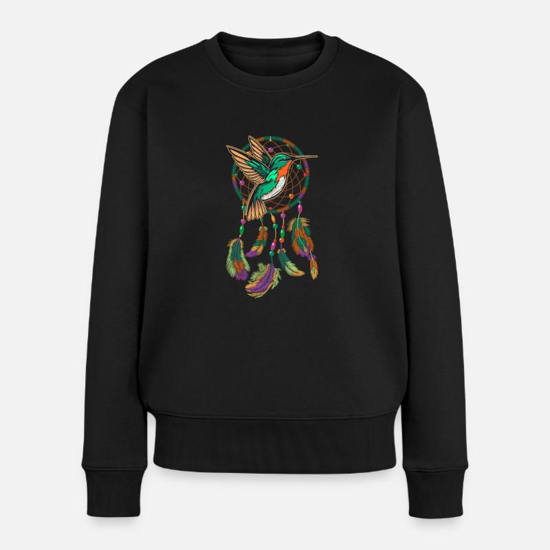 Kolibri Traumfänger Traumfängervogel - Frauen Premium Bio Pullover - Schwarz