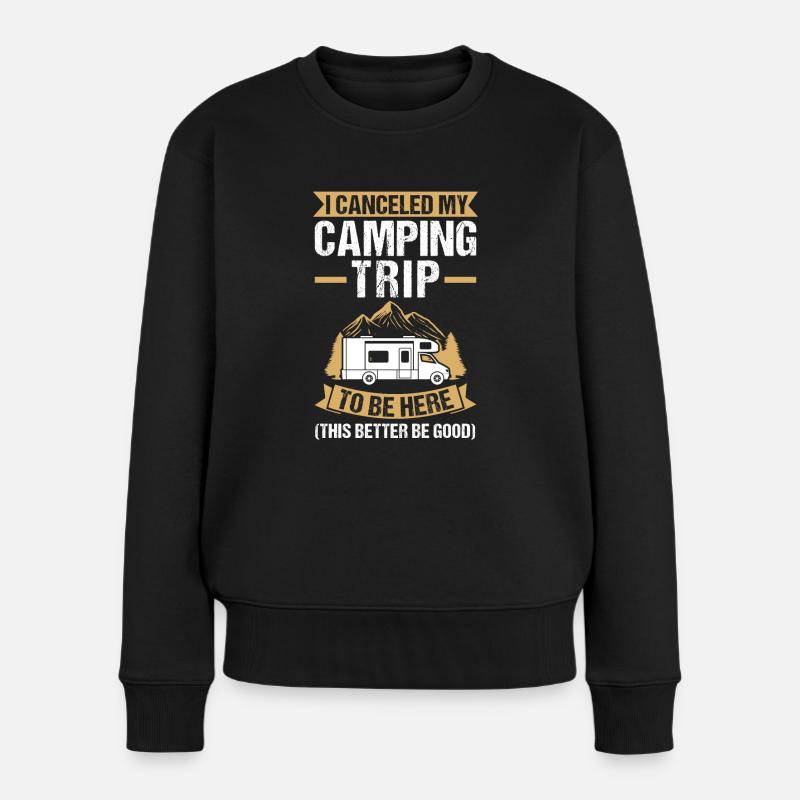 Campen Camping Camper Geschenk - Frauen Premium Bio Pullover - Schwarz