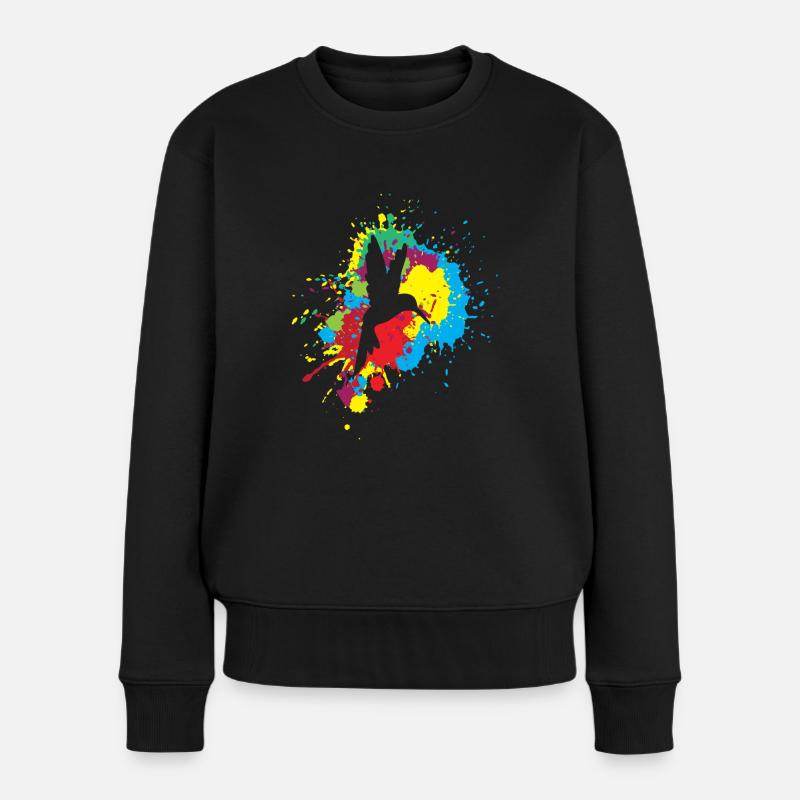 Kolibri Watercolor Hummingbird - Frauen Premium Bio Pullover - Schwarz