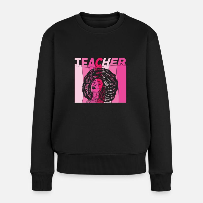 Schwarzer intelligenter Lehrer Afro Liebe Melanin Schwarz Histor - Frauen Premium Bio Pullover - Schwarz