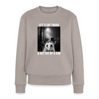 Permet de manger des ordures et de se faire frapper par un opossum de voiture - Pull Premium bio Femme - taupe - Devant - Julia (174cm)