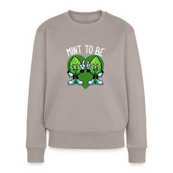 Menthe à être - Amour frais et rire feuillu - Pull Premium bio Femme - taupe - Devant - Julia (174cm)
