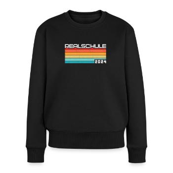 Realschule Junge Mädchen Realschule 2024 - Frauen Premium Bio Pullover - Schwarz - Vorne - Julia (174cm)